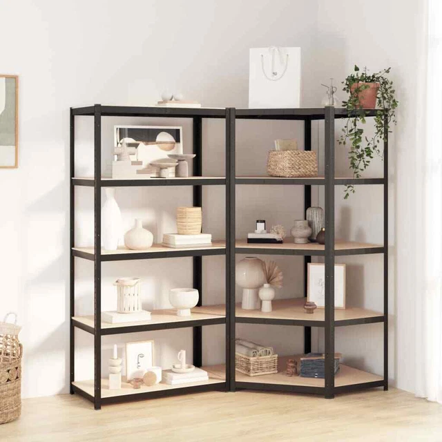 Vidaxl Scaffali 5 Ripiani 2 pz Antracite Acciaio e Legno Multistrato