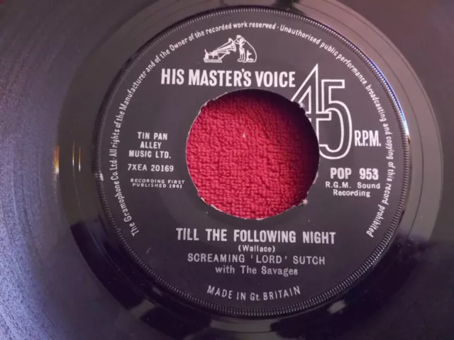 Screaming Lord Sutch - Till the following night / Good golly Miss Molly  UK 45