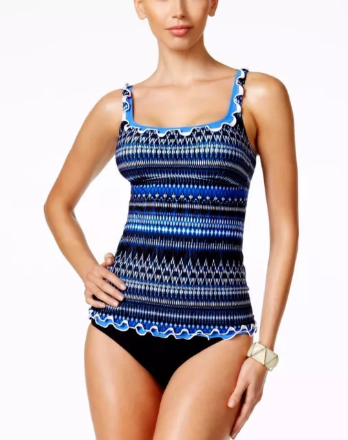 Profile Gottex Indigo Girl Tankini Top & Mid Rise Brief Size 6 Swimsuit NWT $146