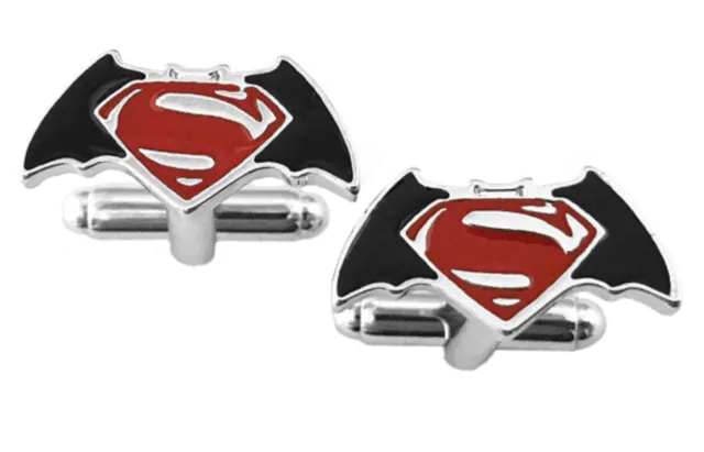 Batman VS Superman Logo Fashion Novelty Cuff Links Movie Comic with Gift Box