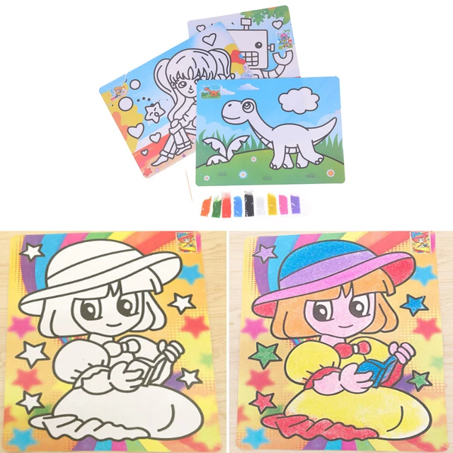 Hágalo usted mismo Pintura en arena Dibujo Juguetes para Colorear Niños Aprendizaje Educación Juguete Con 9Colo`TM