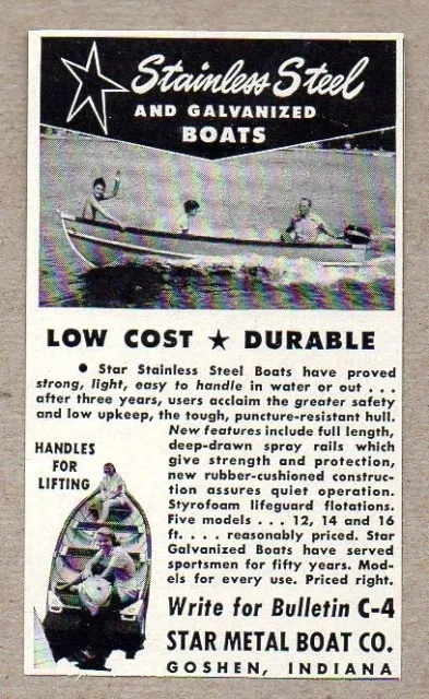 1950 Print Ad Star Metal Boats Galvanized & Stainless Steel Goshen,IN