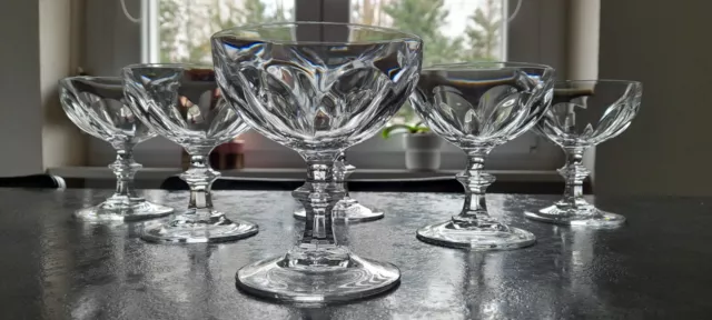 6 Anciennes Coupes A Champagne En Cristal Decor Cotes Plates Taillees