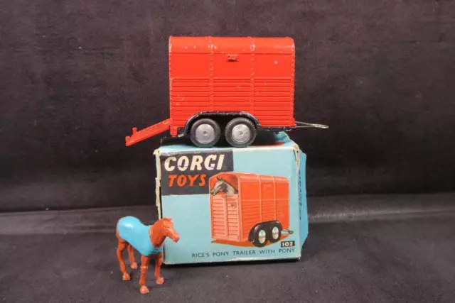 Corgi 102 Rice's Pony Trailer With Pony, Good Example/Boxed!