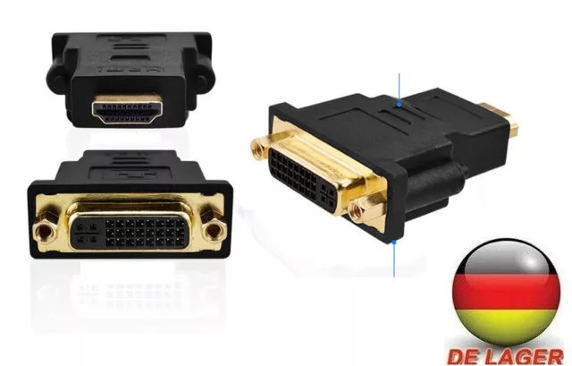 HDMI Stecker auf DVI-I Buchse 24+5 ADAPTER VERGOLDET 1080P FULL HD TV PC