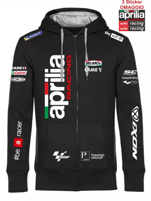 Felpa CAPPUCCIO zip APRILIA RACING corse MOTOGP fans ITALIA team replica + 3