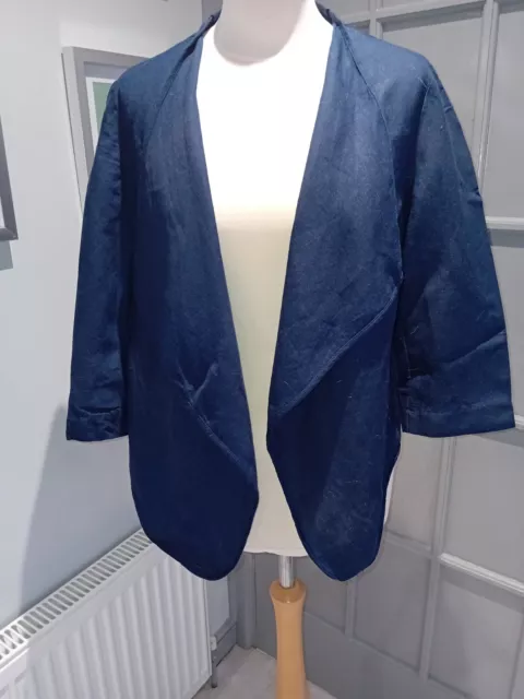 Monsoon Navy Light Linen Jacket, Size 14