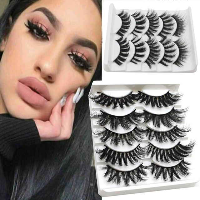 5 paia visone artistico 3D ciglia artificiali morbide lunghe spesse morbide false