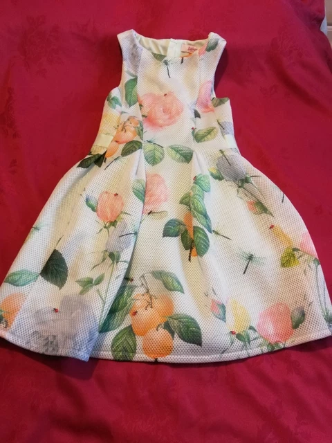 Abito Floreale Ted Baker In Perfette Condizioni Verde E Rosa Età 10