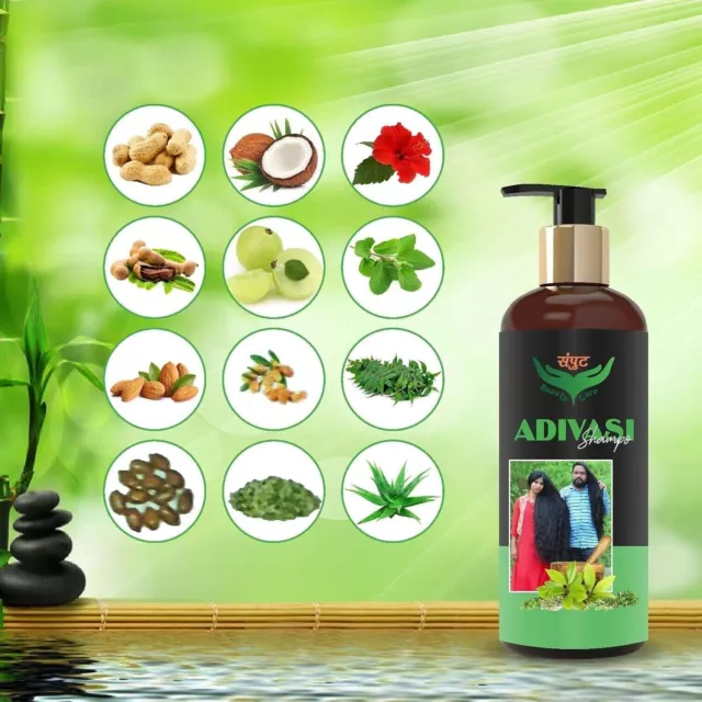 Adivasi Herbal Shampoo Champú para el control del crecimiento y la caída...