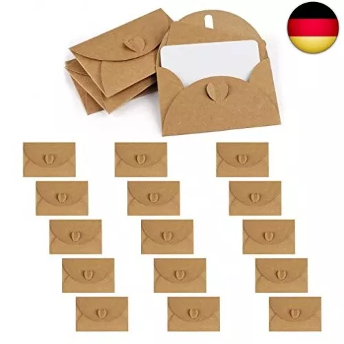 IOPYKKOA 15 Kraftpapier Umschläge mit 15 Blanko Papier Karten, Mini