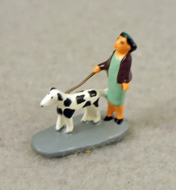 J Carlton by Gault French Miniature Figurine Parisian Woman Walking Cute Dog