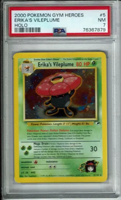 Pokemon Card Jungle Erika's Vileplume Holo 5/132 PSA Near Mint 7