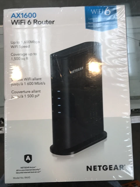 NETGEAR - 4-Stream AX1600 WiFi 6 Router, 1.6 Gbps (RAX5) New Sealed