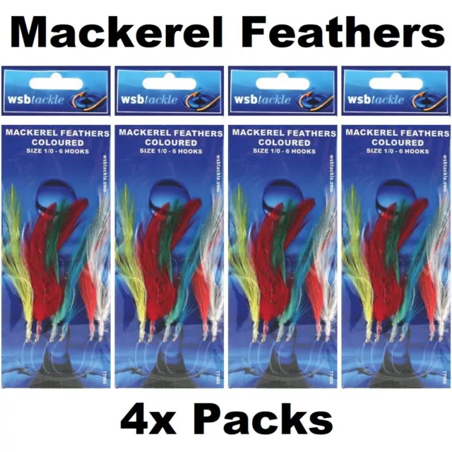 Mackerel Feathers - 4 Hook Rig - Size 2/0 Hooks – JK Rigs and Bits