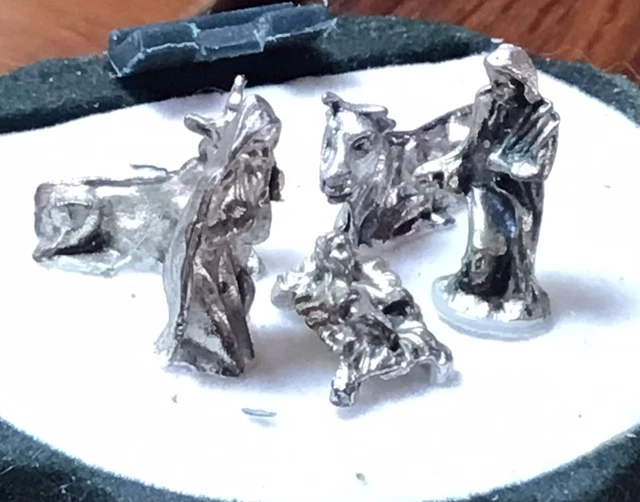 Krippe Miniatur aus Silber Gebirge Geburt Des Christ IN L’Vieh-Verschlagwagen
