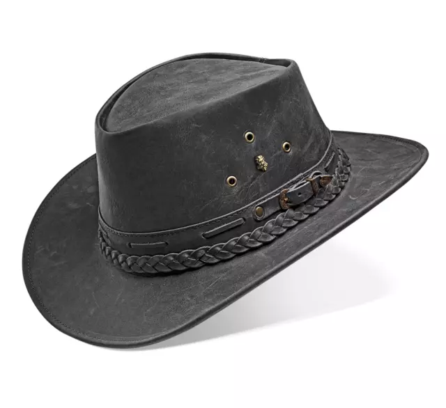 Sombrero de vaquero Wstern para hombres y mujeres de cuero genuino estilo...