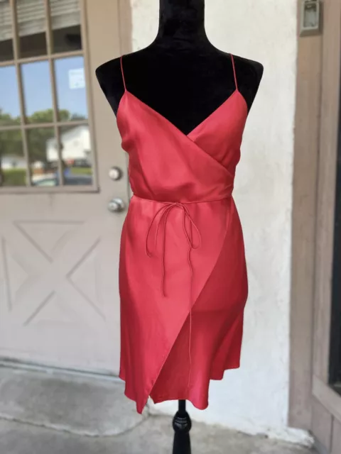 Michelle Mason Little Red Dress Wrap Minidress  in Scarlet Silk sz 4 $495 M9154