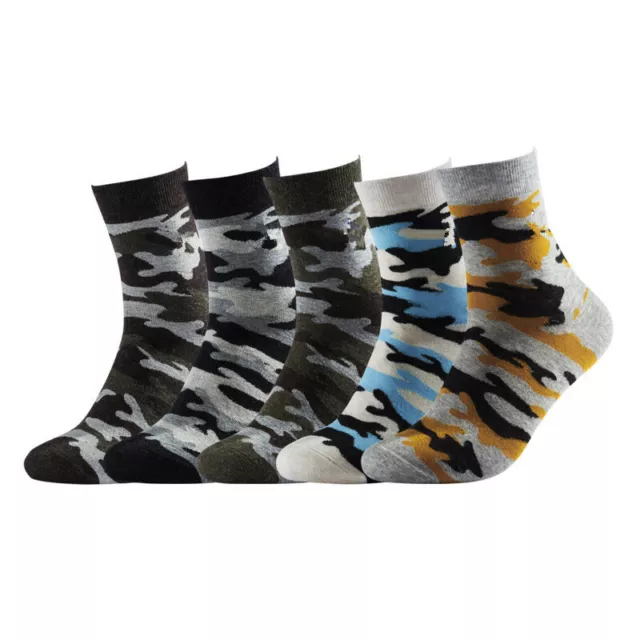 5 PAIRS MENS Camouflage Cotton Socks Lot Novely Camo Casual Dress Crew ...