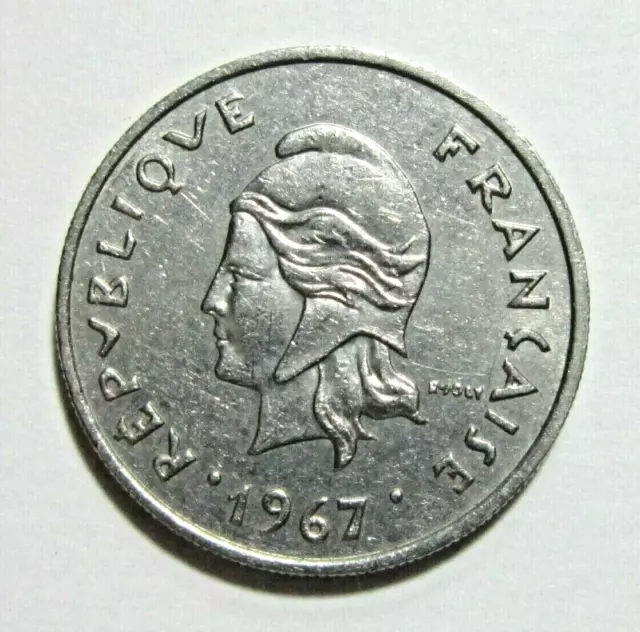 French Polynesia, 10 Francs, 1967.