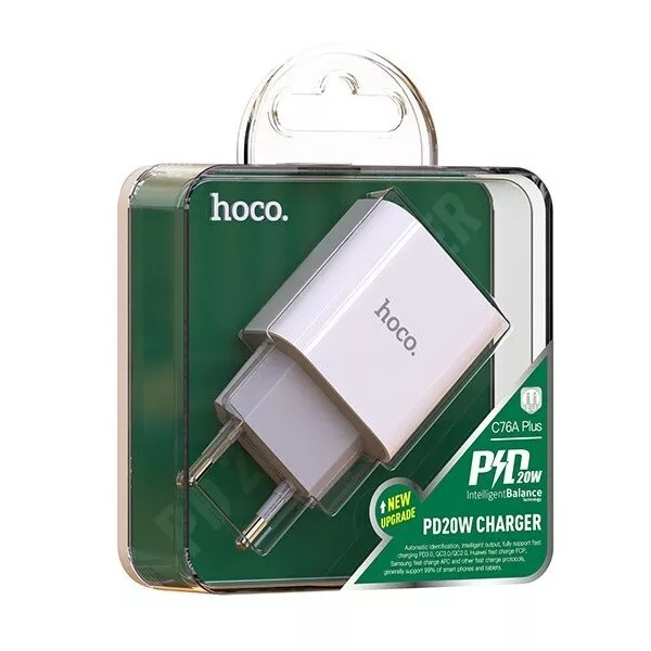 Adaptateur Secteur Chargeur iPhone 15/14/13/12/11/X/8/7 Hoco 20W PD USB‑C Type C