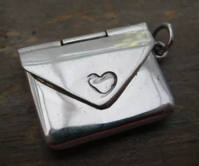 A Miniature Novelty Solid Silver 925 Envelope Case Stamp Holder - Charm