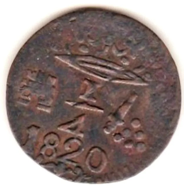 Colombia, Santa Marta, 1/4 REAL 1820, Royalist Coinage, KM# 2