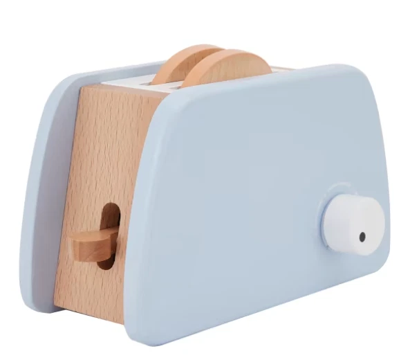Pretend Play Wooden Toaster Playset with 2 pcs of bread
