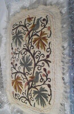 Kashmiri India Handmade Spun Embroidered Wool Tapestry Wall Hanging 32" x 21"