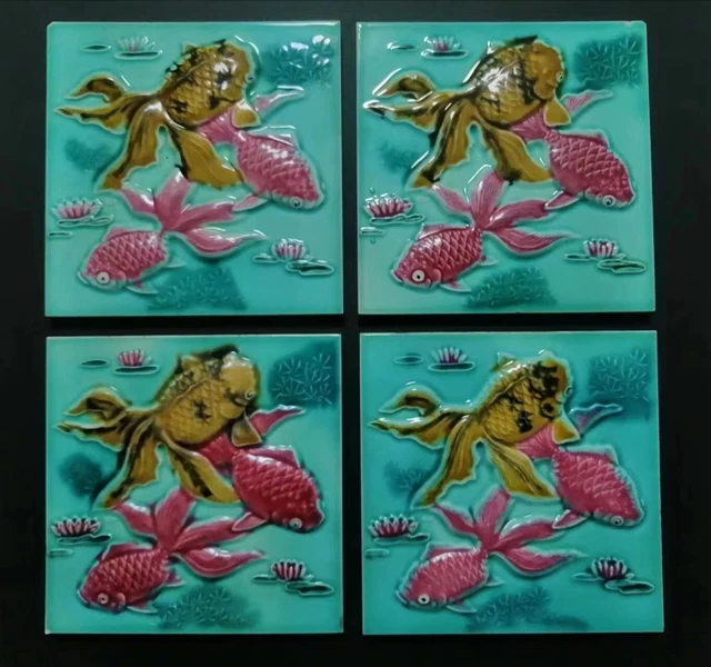 Antique art nouveau tile,majolica tile