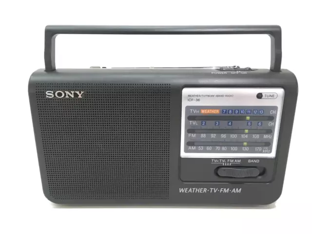 Sony Portable Radio Model ICF-36 Quad Band Weather/TV/AM/FM Tested Working