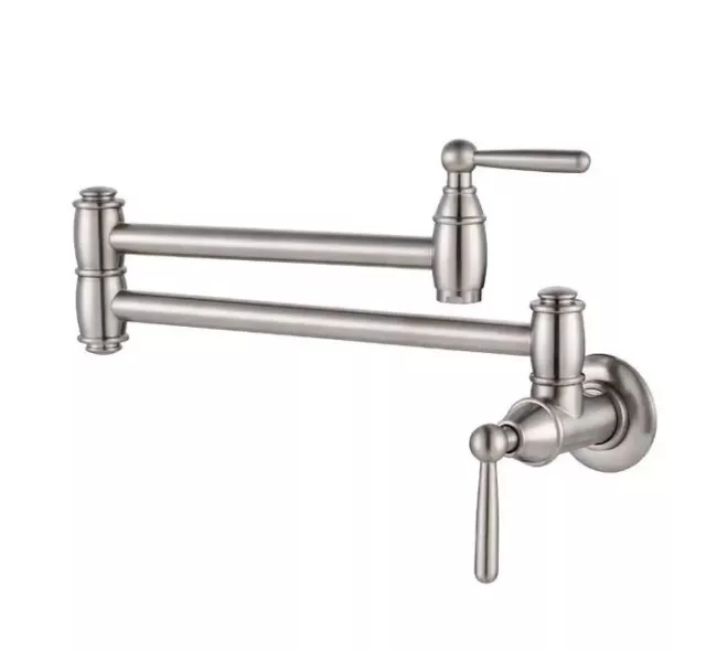 Pot Filler Faucet Wall Mounted Double Handle Brushed Nickel