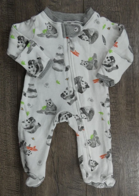 Baby Boy Clothes Burt's Bees Preemie Panda Bear Footed Outfit