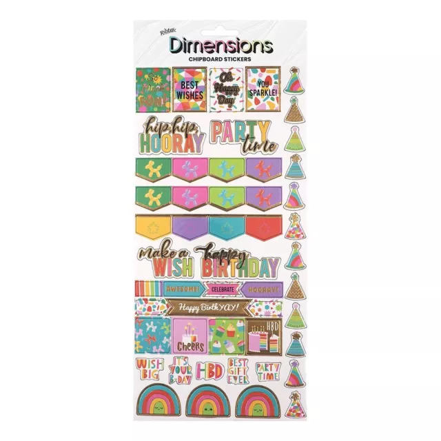 NEW Ribtex Dimensions Birthday Party Label Stickers By Spotlight