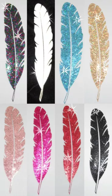 Fabric Sequin Glitter Feather Iron-On Hotfix Diy Tshirt Transfer Applique Patch