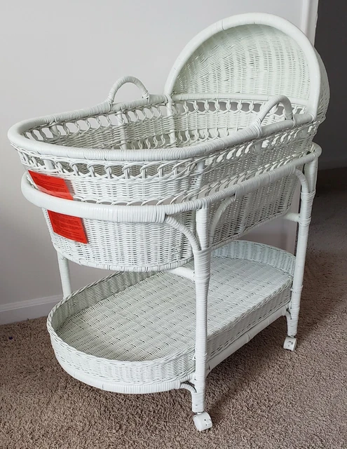 Pottery barn online white wicker bassinet