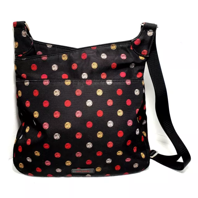 VERA BRADLEY Black Handbag Havana Dots Hobo Crossbody Medium Nylon Bag
