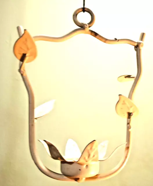 Hanging Iron Candleholder Floral Flower Leaves Branches Organic Air Plant Holder