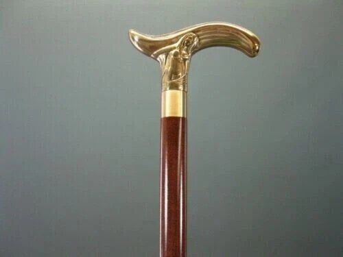 Antique Brass Victorian Handle Wooden Vintage Style Walking Stick Cane Designer
