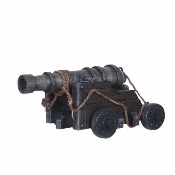 Realistic Medieval Pirate Cannon With Rope And Cannon Balls Life Size Statue