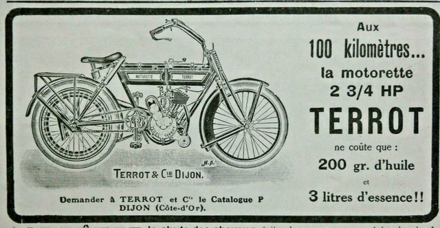 Publicité De Presse 1914 La Motorette Terrot La Reine Des Motocyclettes A Dijon