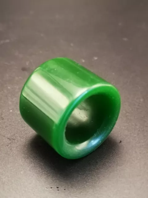 Xquisite Workmanship Chinese Green Jade Hand Carved Thumb Ring Da8