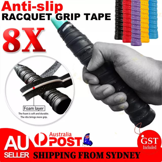 8x Anti-slip Badminton Tennis Racket Over Grip Tape Squash Racquet Rod Sweatband