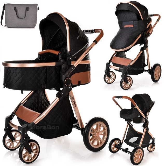 Baby Pram Pushchair Folding Buggy Stroller 3in1 Travel System Car Seat