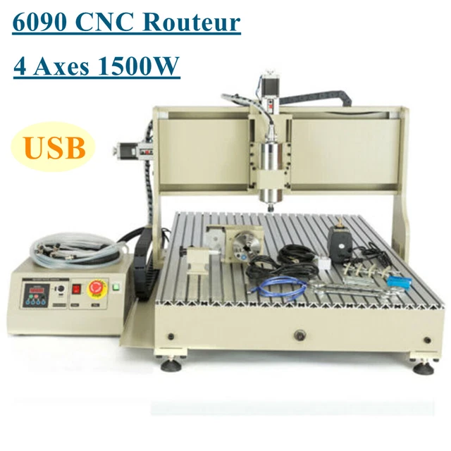 USB 1500W 4 Axis 6090 CNC Router Engraver Milling Machine 3D Carving Drilling