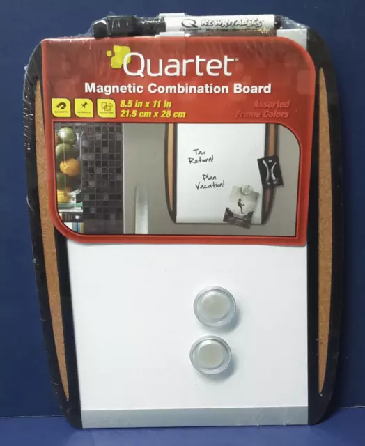 Quartet 8.5" x 11" Magnetic Combination Dry Erase Board, Black ~ New Sealed