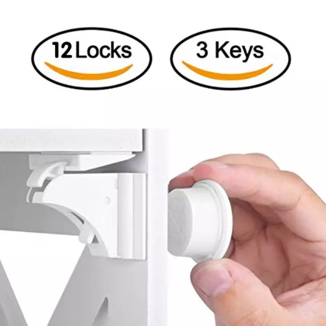 Magnetic Drawer Lock Safety Security Locks Cabinet Door Limiter Children Kids 2