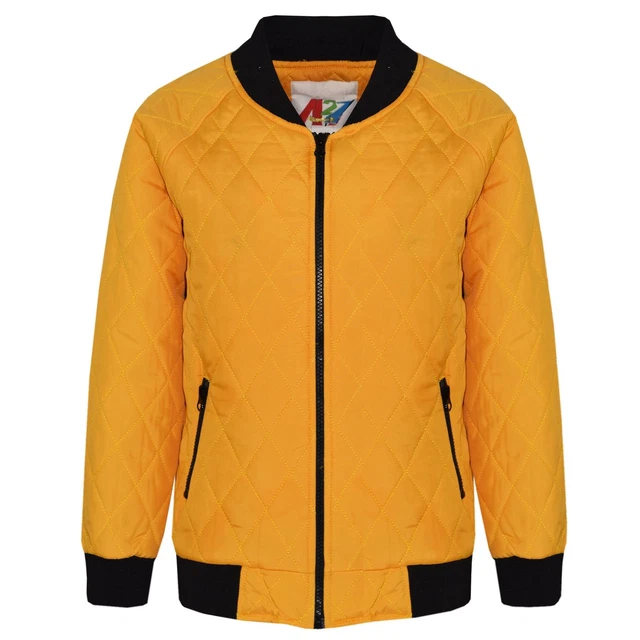 Kids Jacket Girls Bomber Padded Quilted Zip Up Biker Jackets Coat 5-13 Years