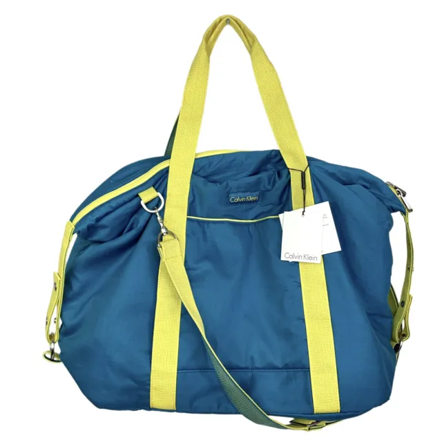 Calvin Klein Weekend Duffle Bag Travel Tote Carryon Gym Luggage Blue Yellow New