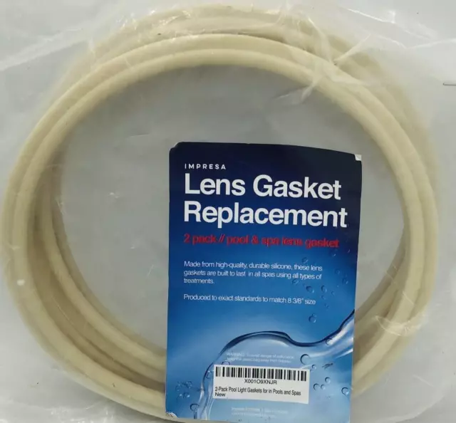 Impresa Lens Gasket Replacement Size 8 3/8” Light Pool Spa Silicone 2 Pack NEW